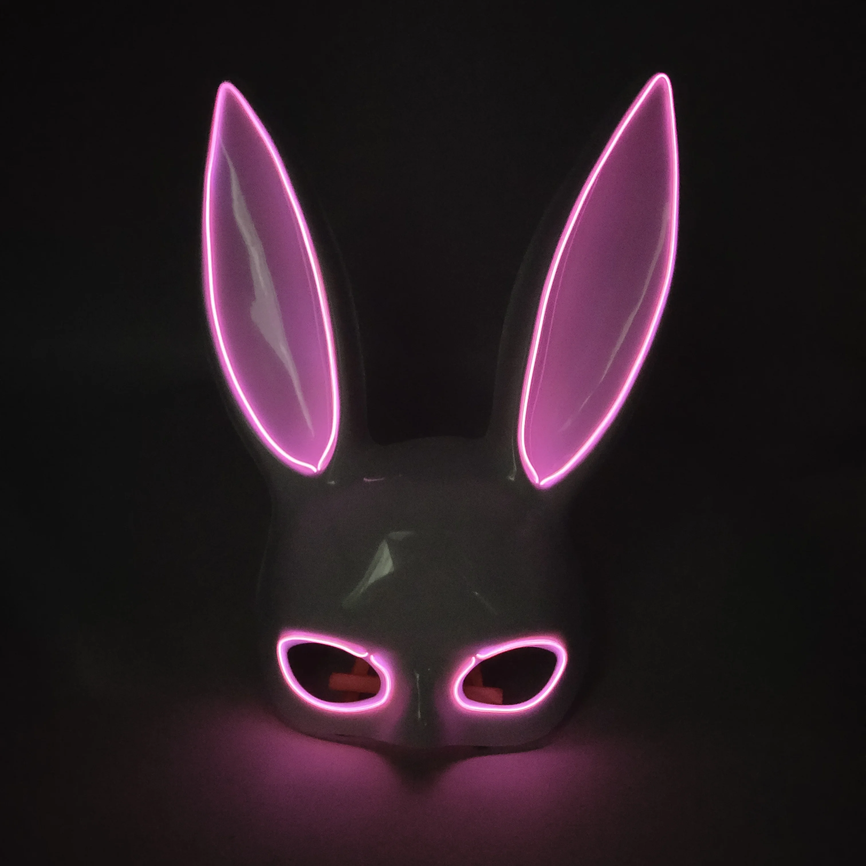 Demi-masque oreilles de lapin pour Halloween, demi-masque lumineux et Sexy, Costume de danse Cosplay pour femmes et filles, accessoires de boîte de nuit