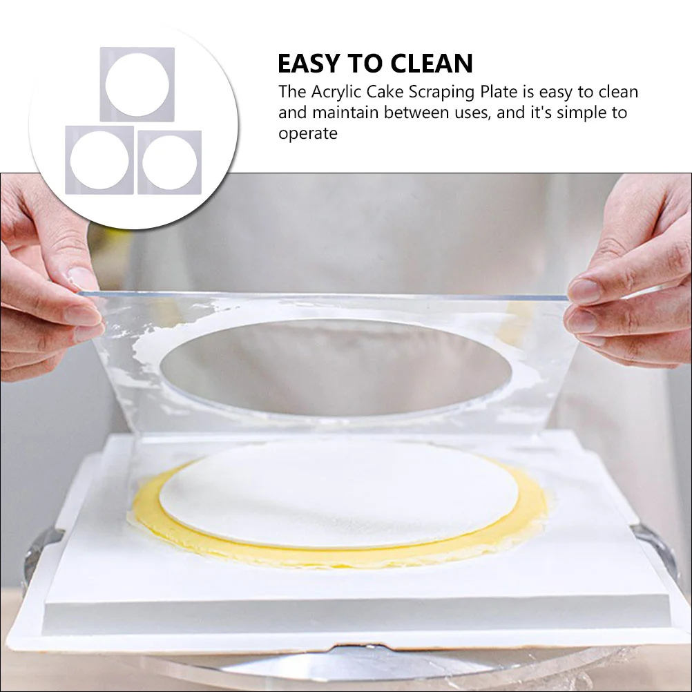 3 Pcs Baking Tools Mille- Cake Mold Turntable Acrylic Manual Cream Scraping Plate