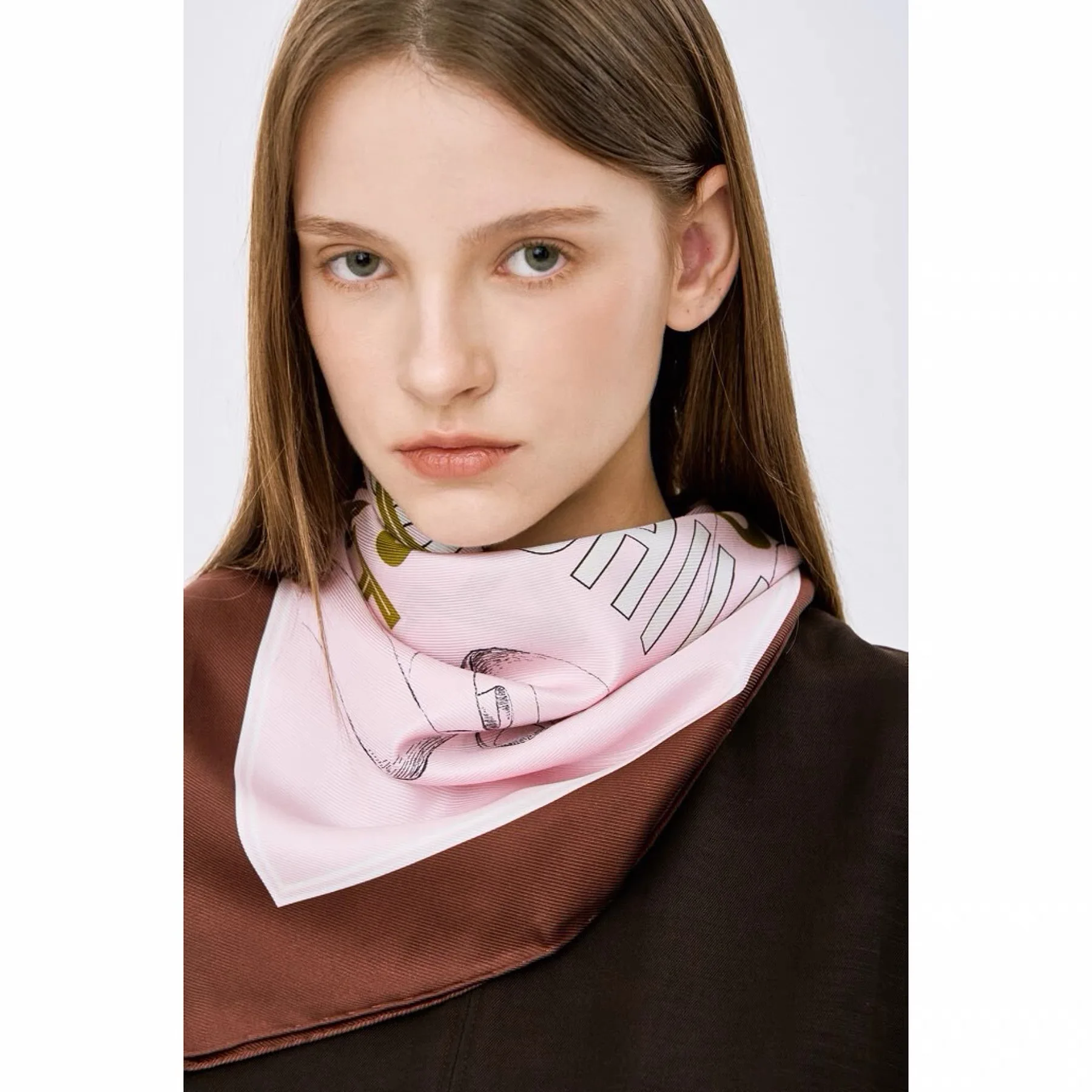 Lime Faraway TIM26 Autumn Anti-Aging Fashion Letter Print American Style Silk Scarf Necktie Square Scarf Casual Sports Scene