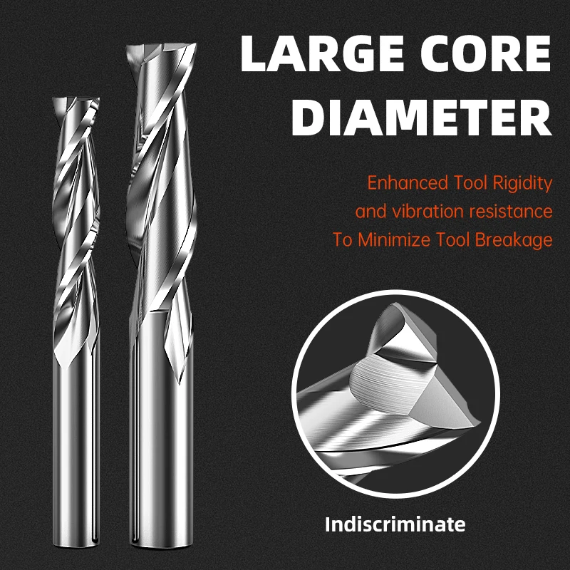 HUHAO 4 6 8 20mm HRC65 Milling Cutter HSS M2 End Mill Carbide 2 Flutes Spiral Router Bit CNC Tools for Aluminum Stainless Metal