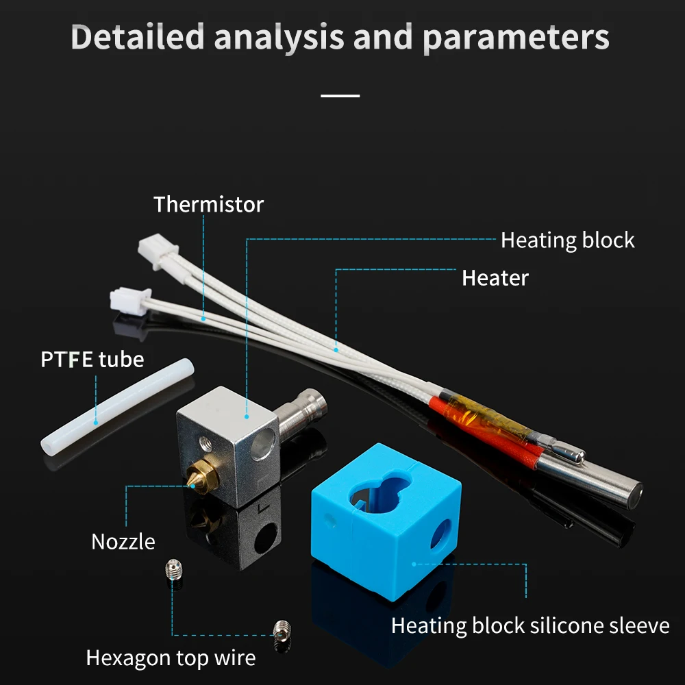 Cabezal de impresión 3D Kobra Hotend, piezas de impresora 3D, calentador de cartucho de extremo caliente para ANYCUBIC Kobra Go Kobra Max Plus j-head Hotend, 24V, 40W