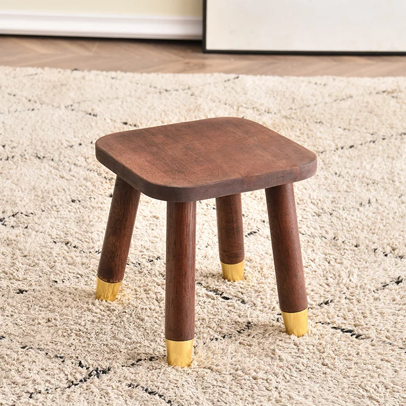 Solid Wood Stool Modern Simple Oak Mini Table Stool Creative Log Small Bench Vintage Home Living Room Low Round Chair Decoration