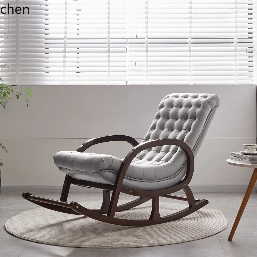 

PYH solid wood rocking chair adult happy concubine reclining chair lazy sofa lie down and sleep