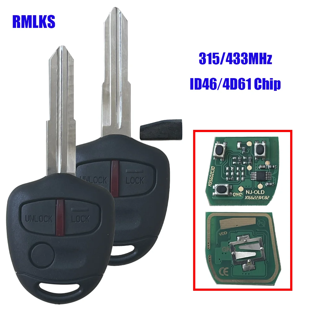 433MHz 2/3 Buttons Car Remote Key ID46 Chip For MITSUBISHI Outlander Pajero Triton ASX Lancer Shogun MIT8 MIT11 Blade