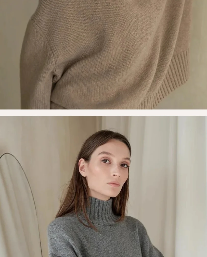 

Women's Sweater Autumn Winter New Turtleneck Knit Pullover Loose Clothes for Women Warm Solid Basic Female long sleeve tops 2026