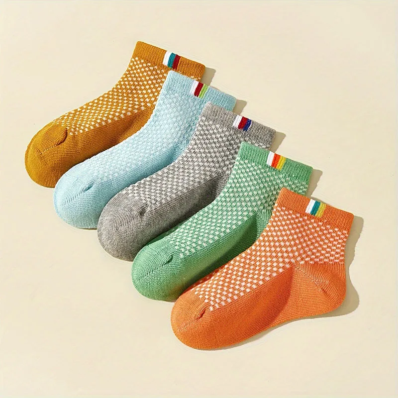 

5 Pairs a Lot New Autumn Kids Dots Socks Children Girls Mix and Match Colors Thin Style Sports Socks