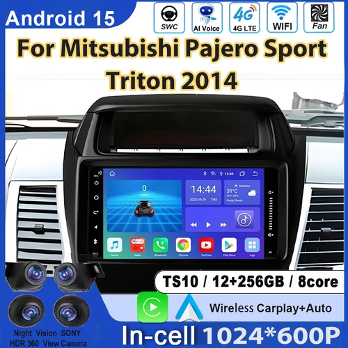 Radio de coche de 7 pulgadas para Mitsubishi Pajero Sport Triton 2014 Carplay reproductor de pantalla automática Multimedia 5G WIFI estéreo No 2din Autoradio