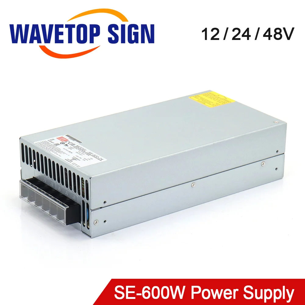 

Импульсный источник питания WaveTopSign MeanWell 600 Вт SE-600 Вт 48 В 12,5 А 24 В 25 А 12 В 50 А для источника лазера CO2 30 Вт