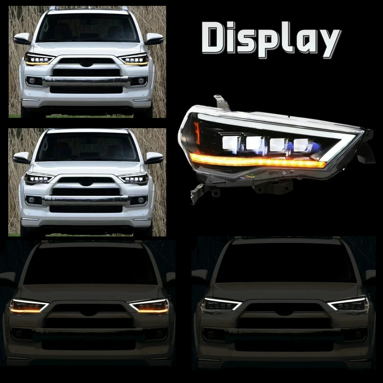 4 RUNNER LED Headlight 2014-2020 Upgrade Modify Front Light Head Lamp Turn Signal High Beam Angel Eye Projector Lens for Toyota