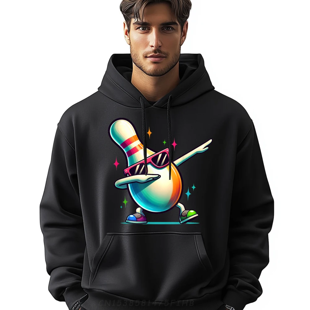 

Bowling Pin Dabbing Sunglasses Bowler Hoodies Newest Graphic Long Sleeve Design O-Neck Female Hoodies Printing Coats