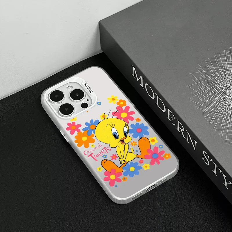 1 قطعة لطيف Tweetys الطيور الكرتون جراب هاتف جراب هاتف IMD اللون الفضة قذيفة آيفون 16 15 14 13 12 11 برو ماكس زائد #4