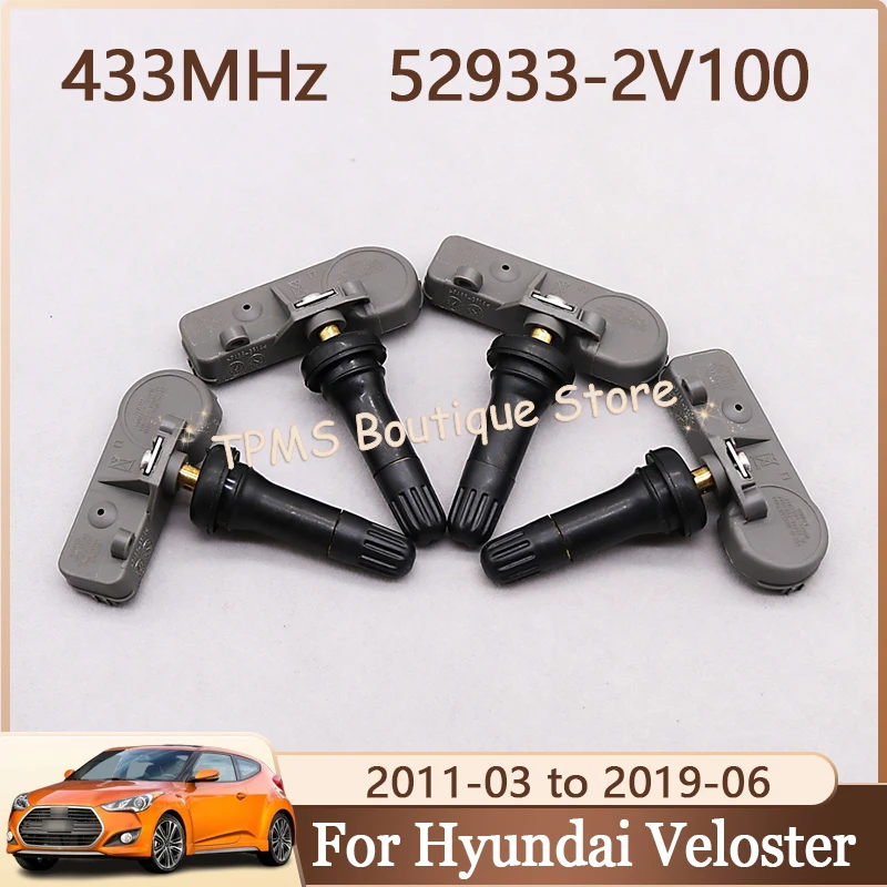 

4 шт., 433 МГц, 52933-2V100, 529332V100, система контроля давления в шинах, датчик TPMS для Hyundai Veloster 2011-2019
