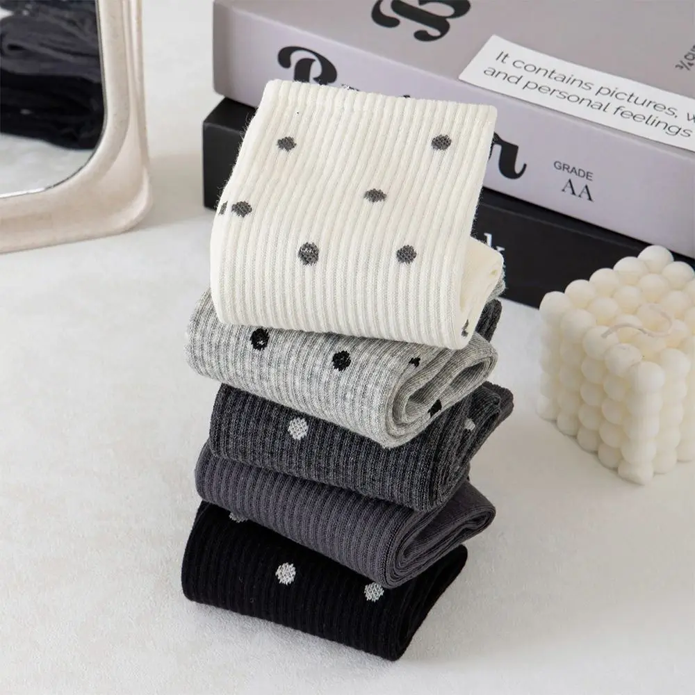 5 pair/set Autumn Winter Knitted Women's Socks Spot Long Tube Mid Length Socks Keep Warm Cotton Socks Men and Women