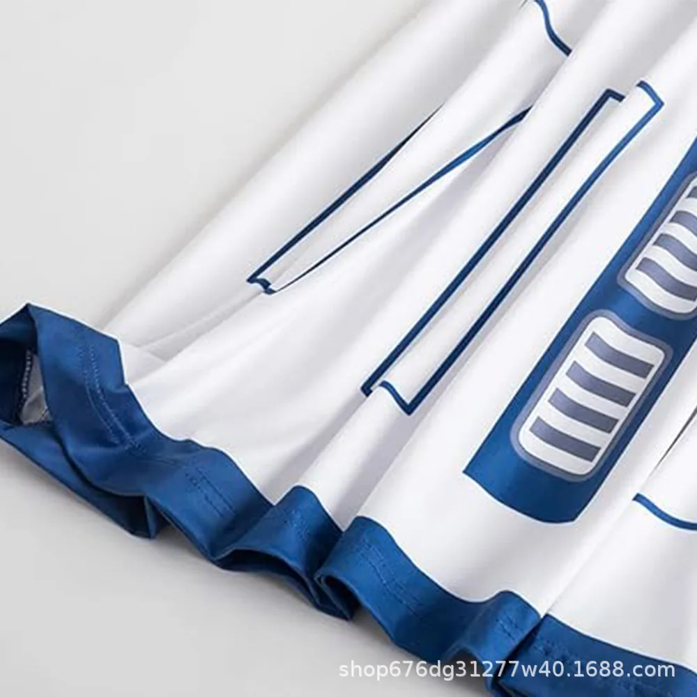 Costume de fête de mascarade d'halloween pour femmes adultes, Costume de Cosplay Robot SW R2-D2, robe gilet sans manches à col ras du cou 3D