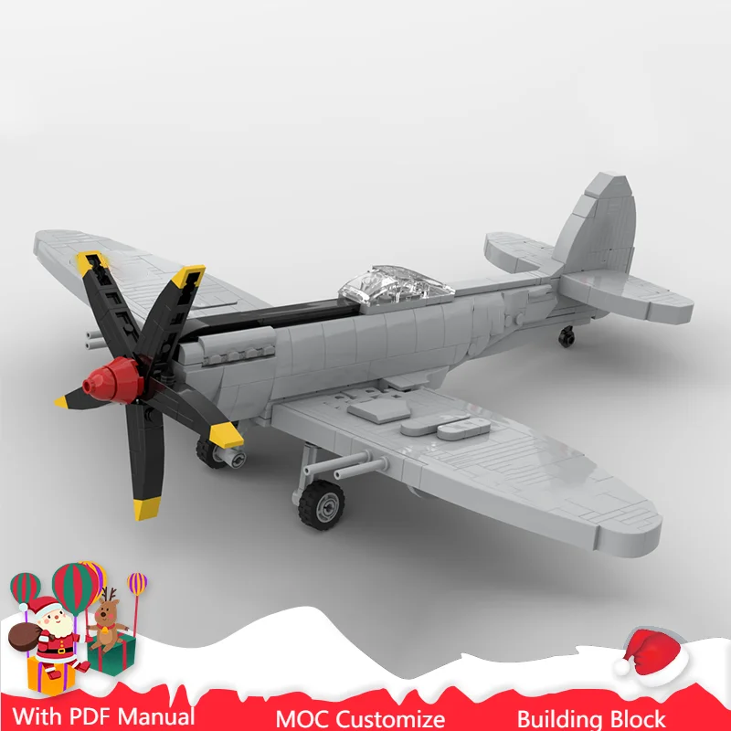 

516 детали крутая модель Spitfire MOC строительные блоки кирпичи DIY креативная сборка игрушки для детей и взрослых подарки на день рождения и Рождество
