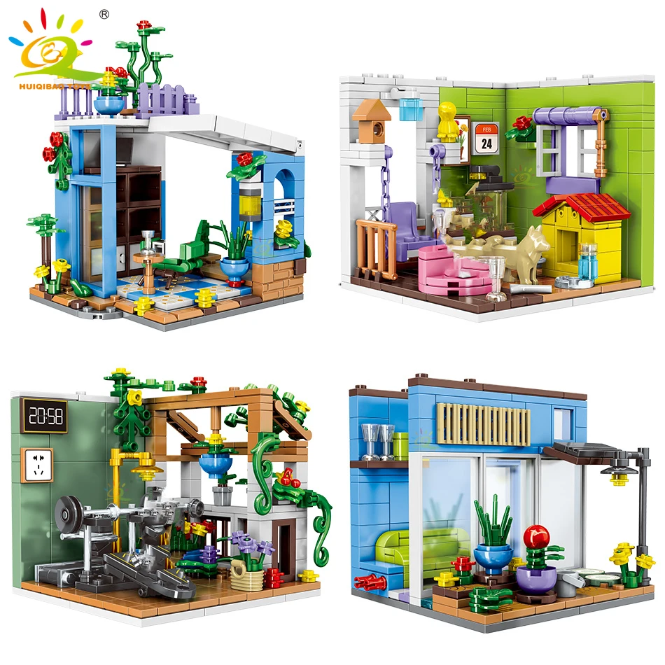 HUIQIBAO City Friends MOC House Model Building Blocks City Architecture Bedroom Brick Children Construction Toy Kid Girl Game