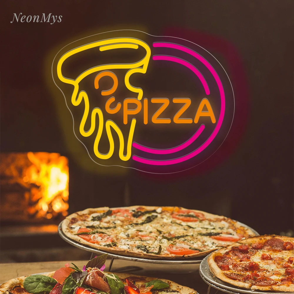 Pizza Neon Sign Food  LED Neon Night Light Sign Pizza Dining Cars Fast Food Restaurant Bar Club Wall Hang Art Decor Sign