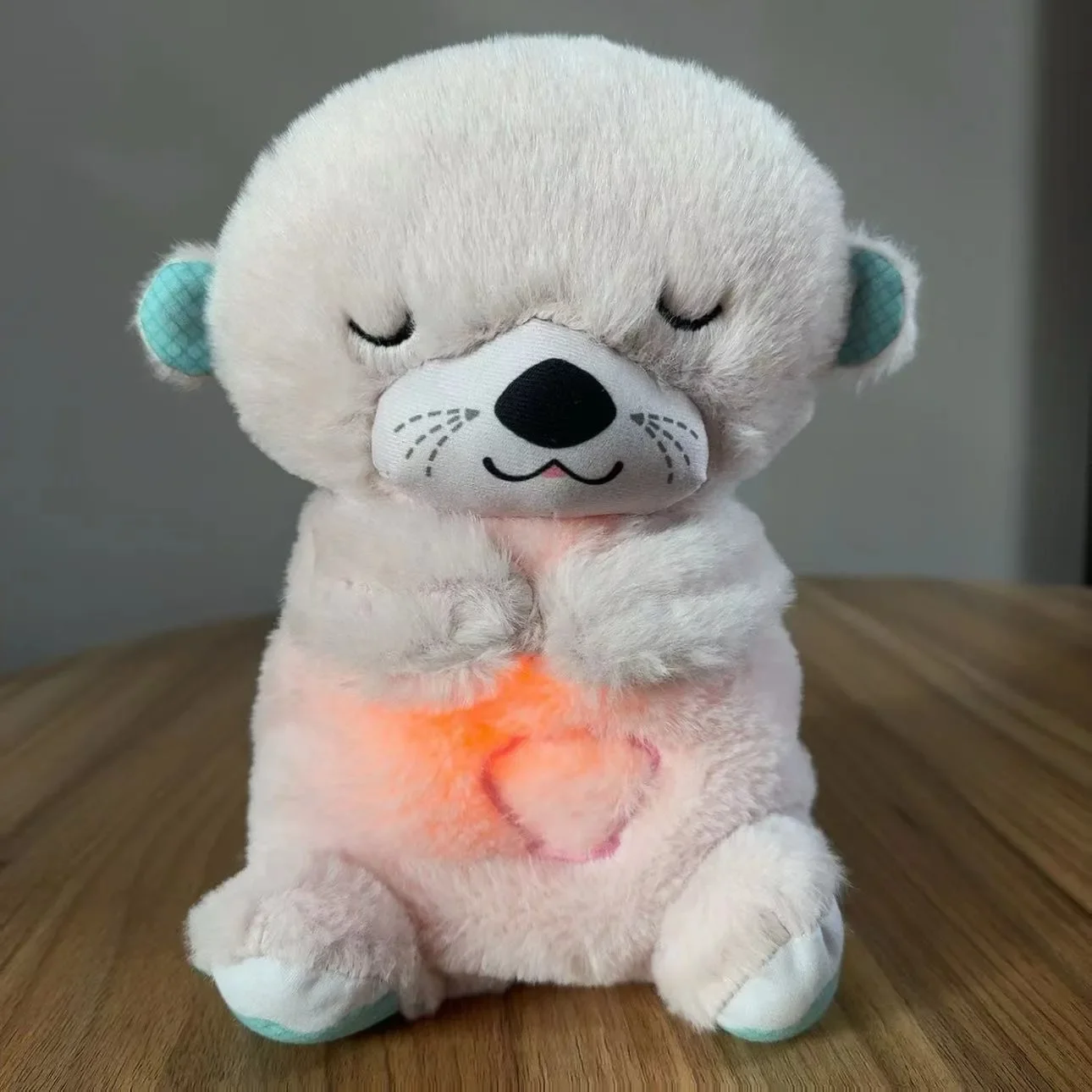 Breathing Bear Soothing Otter plush doll Toy Child Soothing music Baby Sleeping Companion Sound and Light Doll toy gift