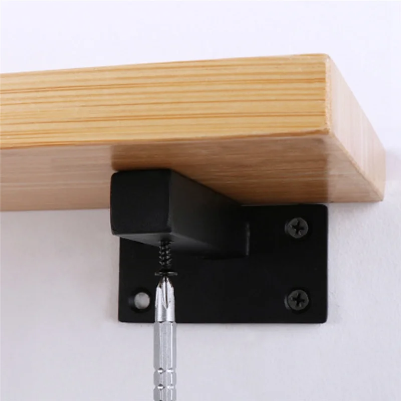 ABMO Wall Shelf Iron Support 2Pcs Heavy Duty Floating Bracket Black Board Home Office Kitchen Storage Rack Shoe Ledge