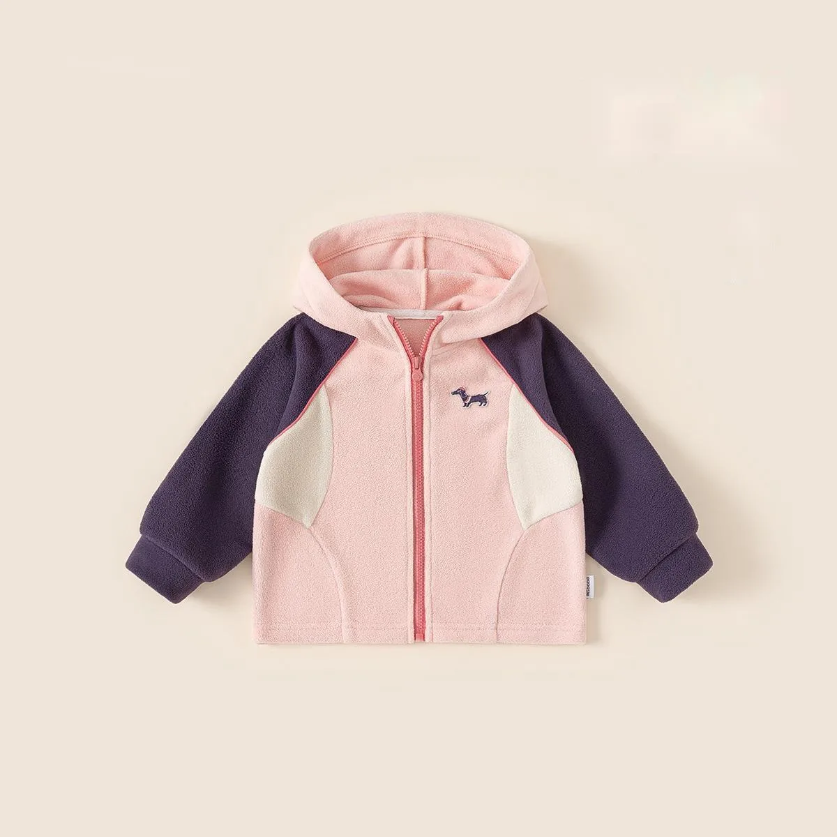 

Kids Girls Hooded Jackets Autumn Winter Fleece Warm Coat Animal Cartoon Patchwork Soft Embroidery Puppy Cute Children's Clothing