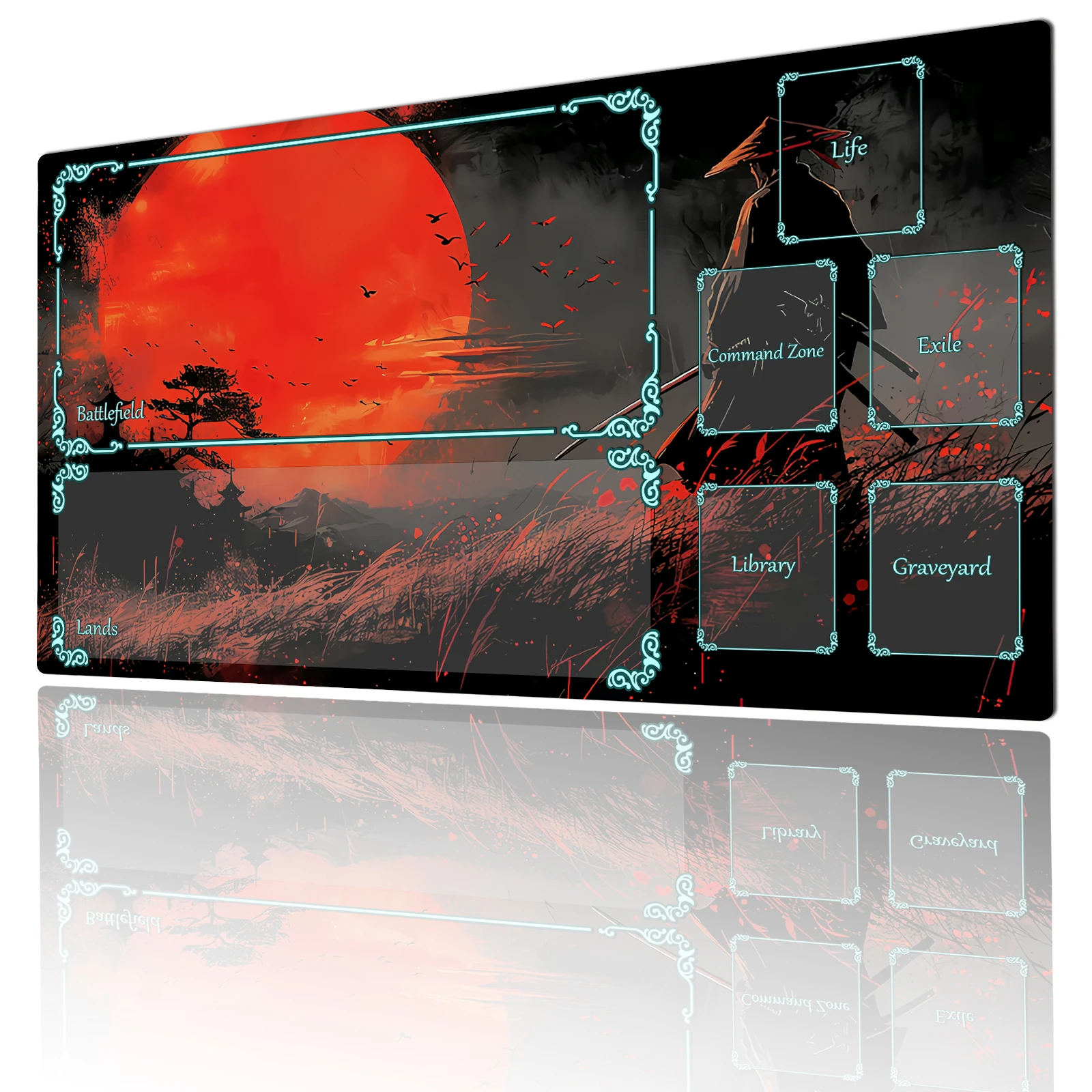 

Magic Card Gaming Mat with zone Full Moon Samurai mtg playmat desk mat Commander Playmat suitable for game gathering magic rug