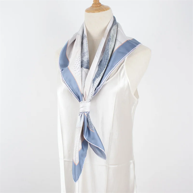 100% Twill Silk Scarf Wraps 14MM Fashion Printed Real Silk Neckerchief Necktie for OL 88X88CM