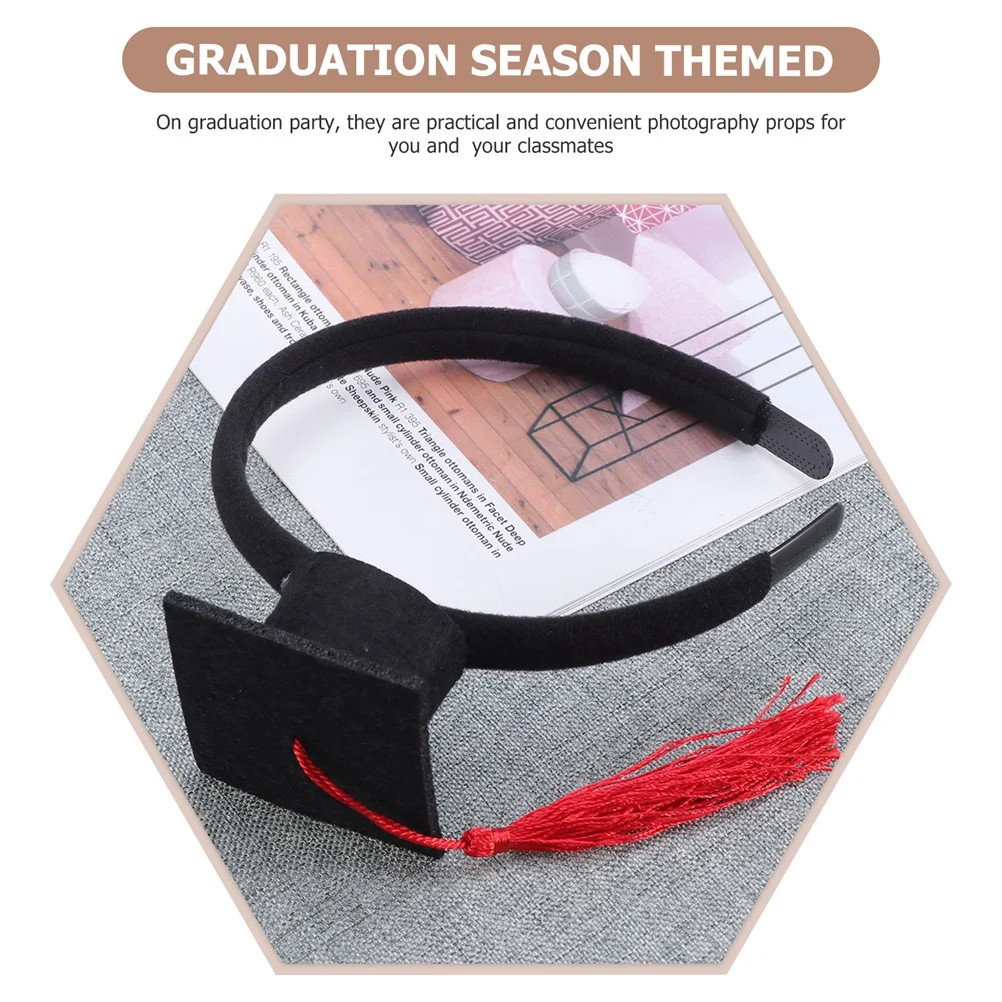 

1set Doctor Hat Headband Graduation Hairband Mini Hat Hairpin Female Headdress Party Accessories Doctoral Cap Decor Lightweight
