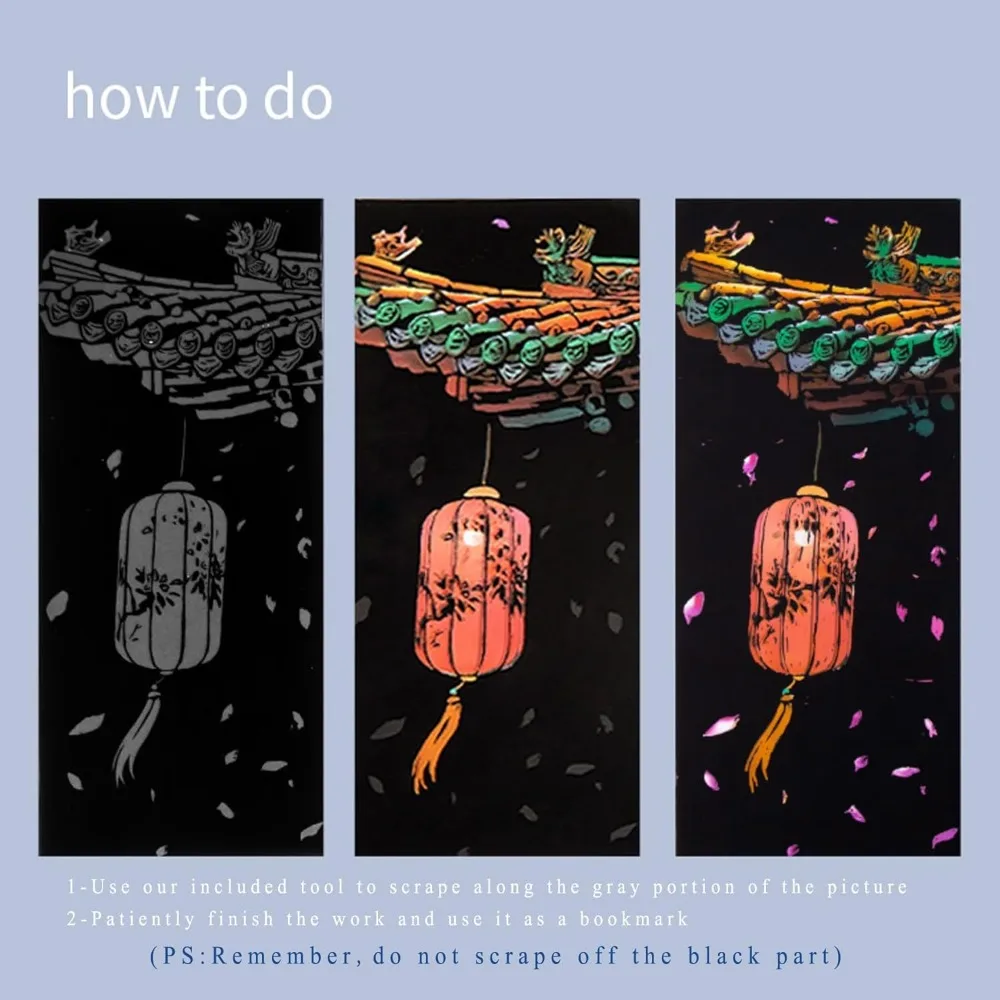 스크래치 아트 무지개 그림 책갈피 세트 - 창의 예술 및 공예 - 성인 및 어린이용, 스크래치 그림 종이 공예 세트