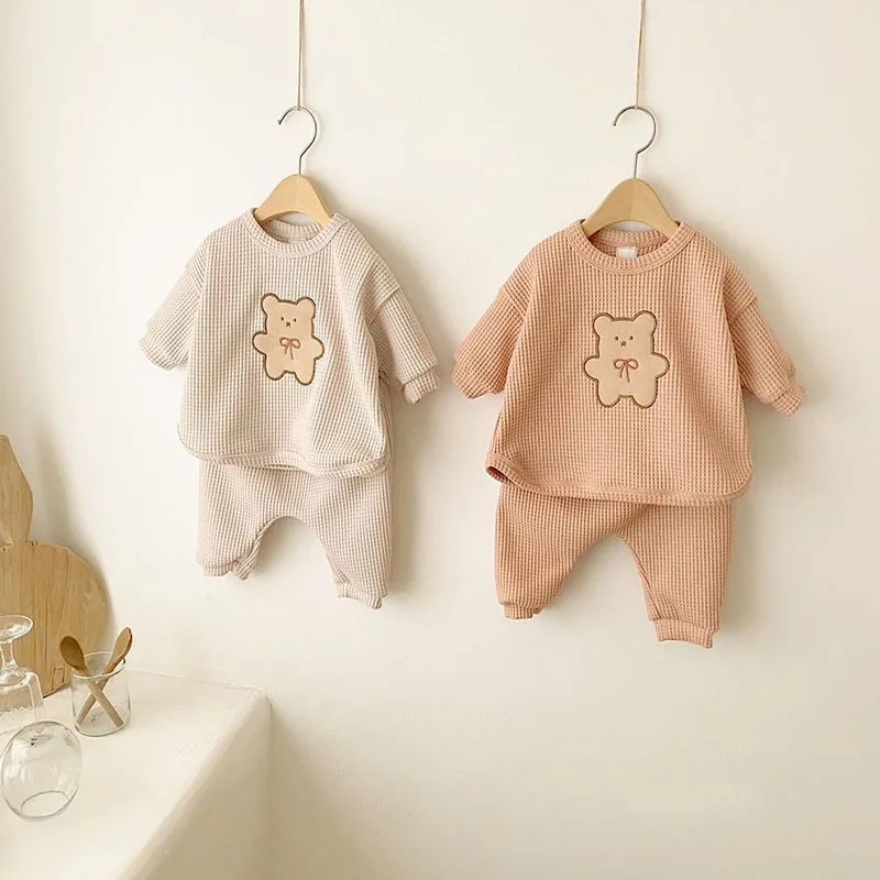 

Spring Infant Toddler Girl Cotton Outfits Set Baby Boy Cartoon Baer Sweatshirt + Pants 2 Pcs Suit Newborn Kids Boutique Clothes