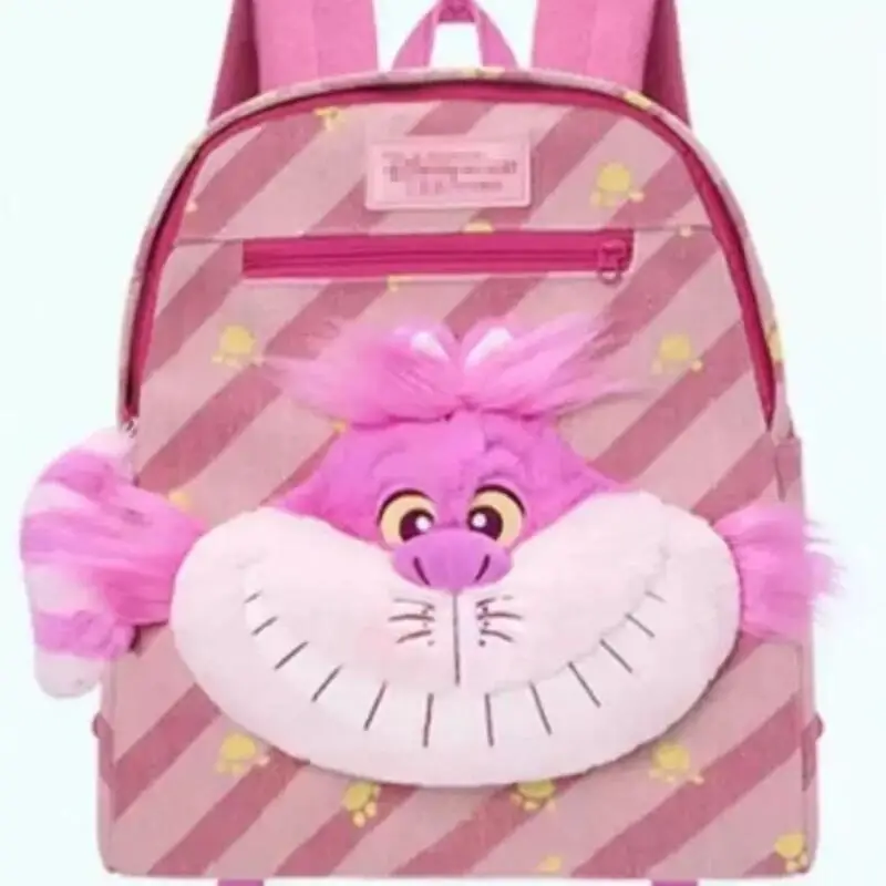 Niedlicher Grinsekatze-Rucksack mit großer Kapazität, Plüschpuppe, Tagesrucksack, Cartoon-Anime-Schultasche, Mädchen, lässig, Reisen, Segeltuch-Rucksack