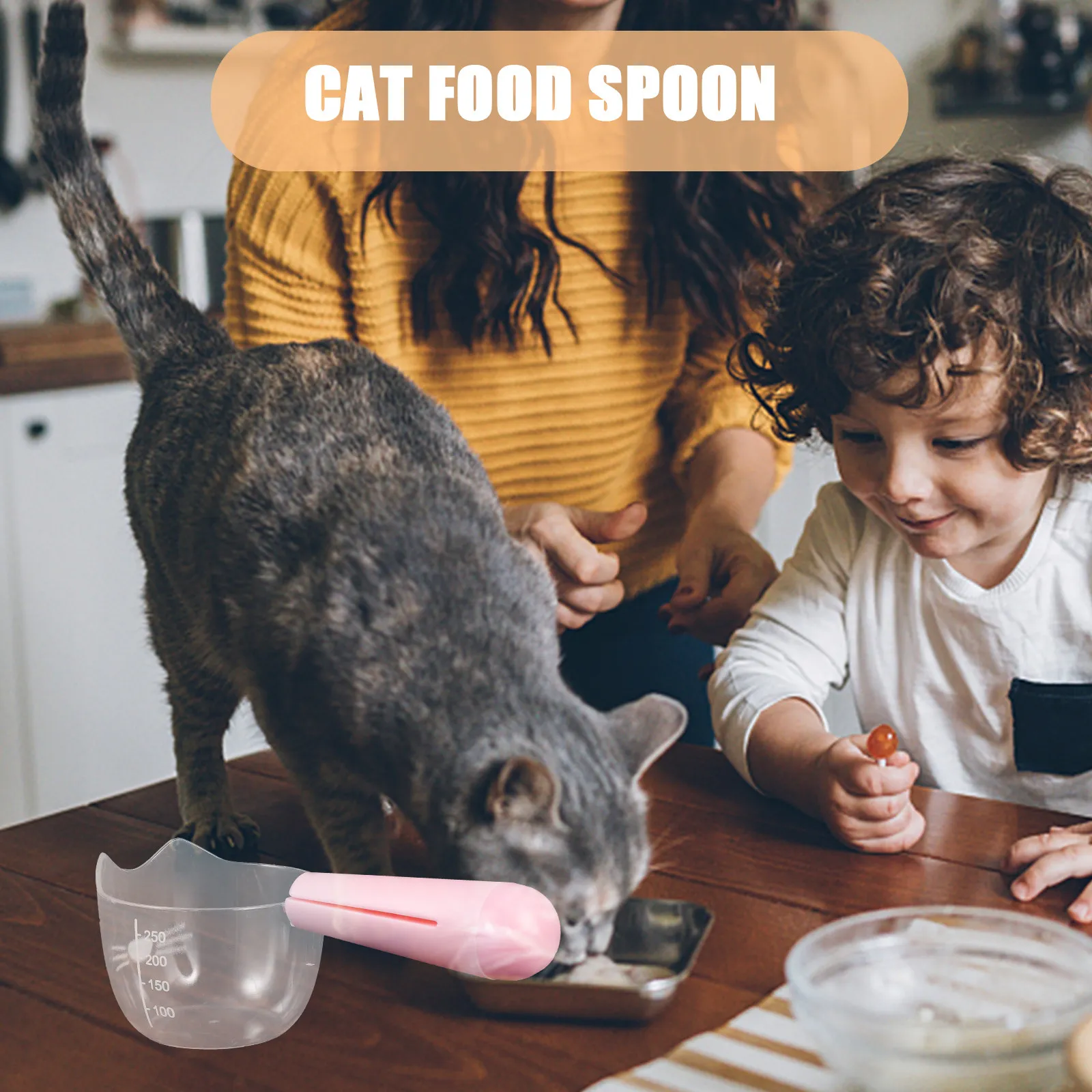 Reusable Pet Food Spoon with Accurate Measurement Scale Non-Slip Handle for Dogs Cats Wet Food Scoop and Storage Clip
