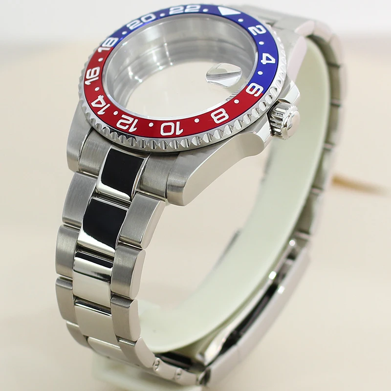 40 مللي متر مقاوم للماء ساعة حافظة 316L سوار الفولاذ المقاوم للصدأ الياقوت ل Seiko NH35 NH36 8215 2824 حركة 28.5 مللي متر الطلب GMT ماستر