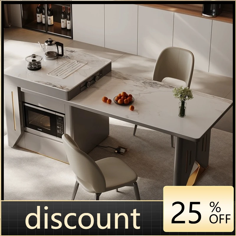 

LH retractable island table integrated household small apartment tea table rock slab guide table