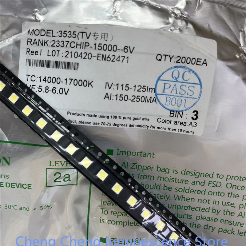 200PCS for  FOR LCD TV repair LG led TV backlight strip lights with light-emitting diode 3535 SMD LED beads 6V LG 2W