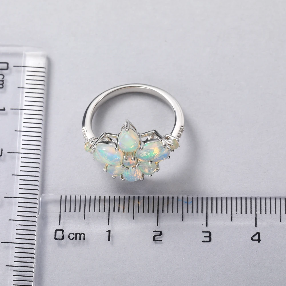 GZ ZONGFA Genuine Natural Opal Ring 925 Sterling Silver  for Women Gemstone Custom Flower Engagement Ring Fashion Fine Jewelry