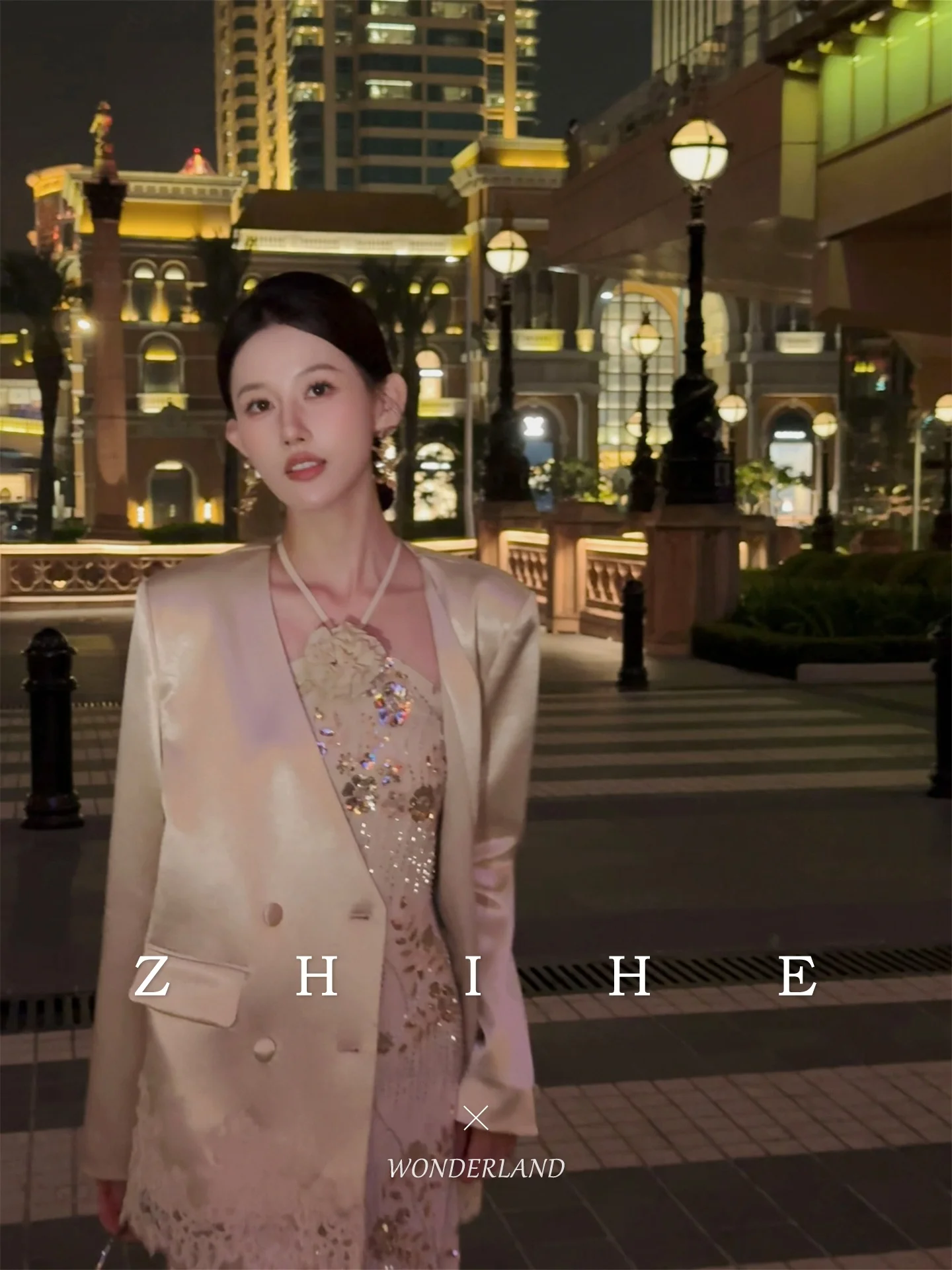 

Embroidered Floral Lace Trim Suit Jaet And Chiffon Sling Dr Two Piece Set for Women in Summer And Spring