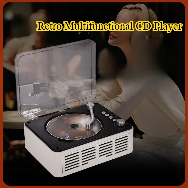 Retro Multifunctional CD Player Home Bluetooth Speaker 360 ° Spatial Sound Effect Radio Album CD Player view 3