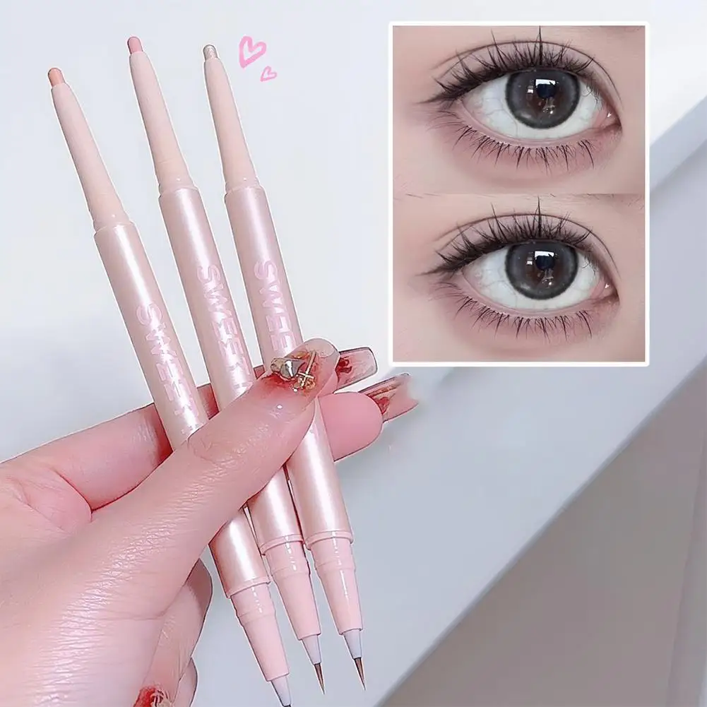 Double Ended Liggende Zijderups Potlood Markeerstift Make-up & Vergroten Onder De Ogen Slanke Zachte Stok Tip Markeerstift Make-Up Ogen Pen B7O8