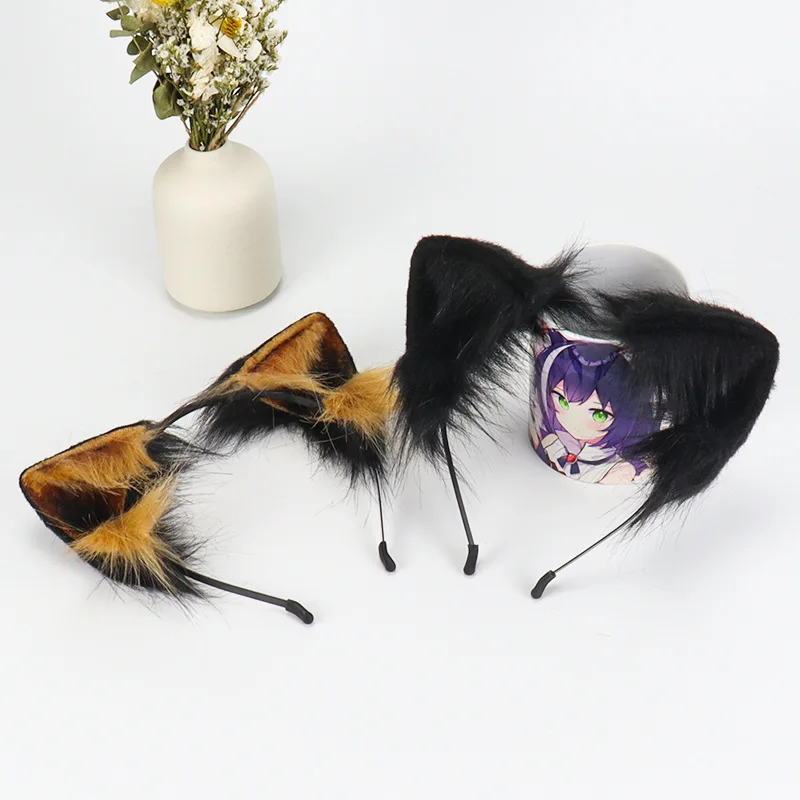 Kawaii Fox Ears Headband Faux Fur Cat Ears Headdress Hair Accessories JK Girl Animal Cosplay Props Hair Hoop Hairpin Headwear