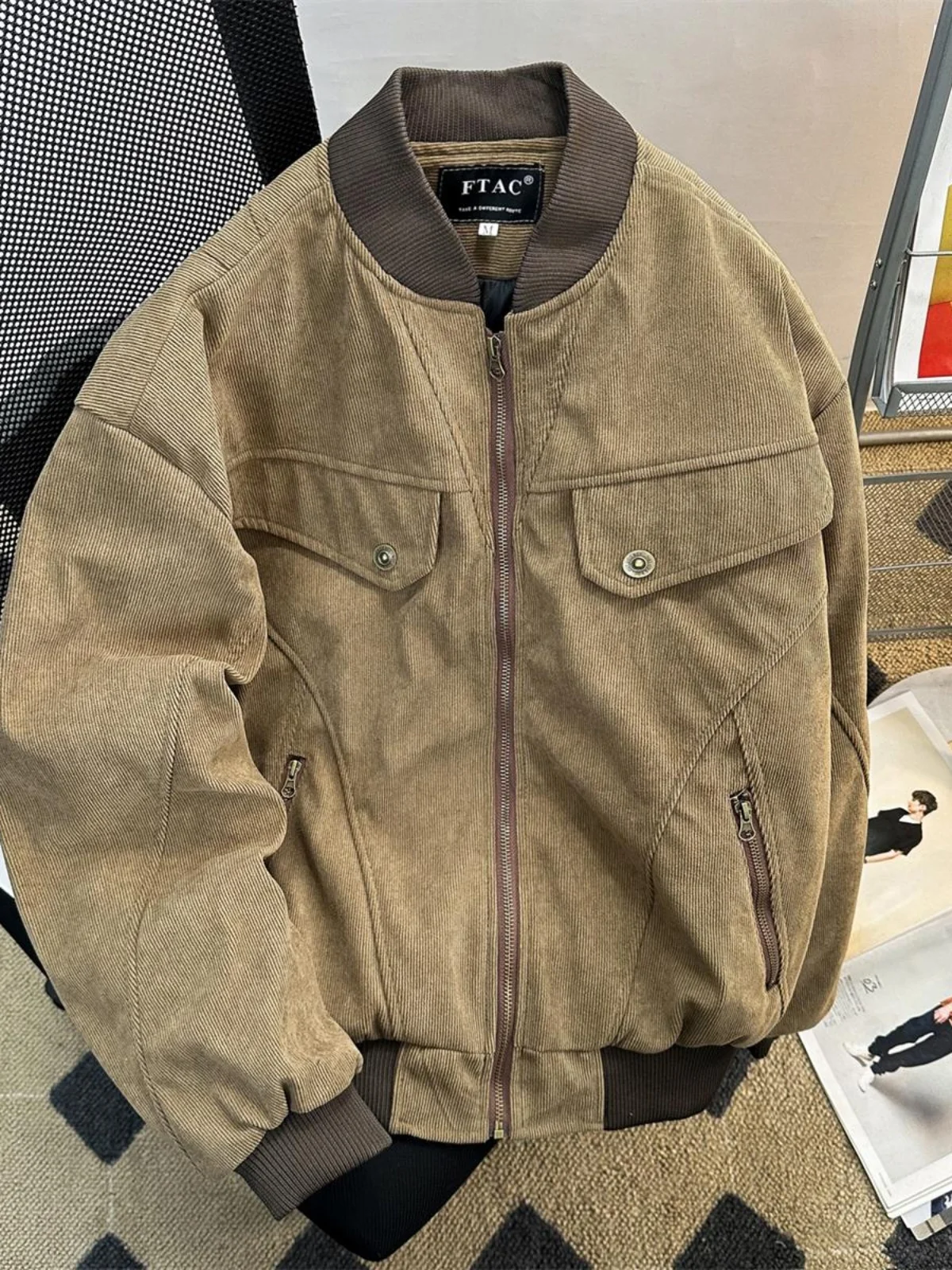 

American Sle Thiened down Cotton Jaet Men's Trendy Brand Cleanfit Workwear Vintage Sle Outerwear for Autumn Winter