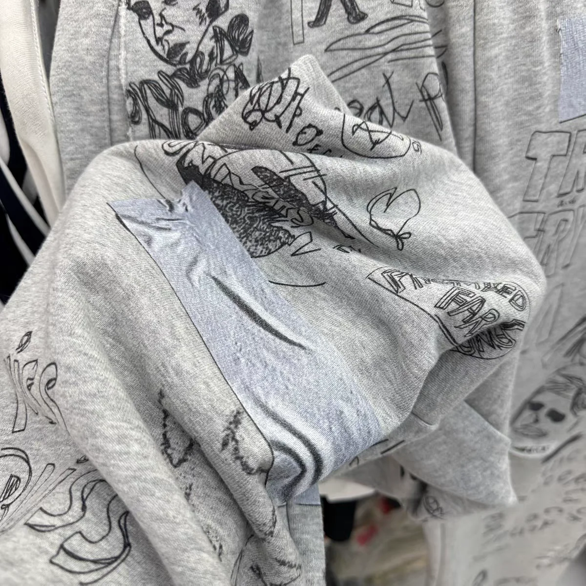 Retro Graffiti Character Letter Print Wide Leg Track Pants Men Women Trousers Jogger Drawstring Sweatpants