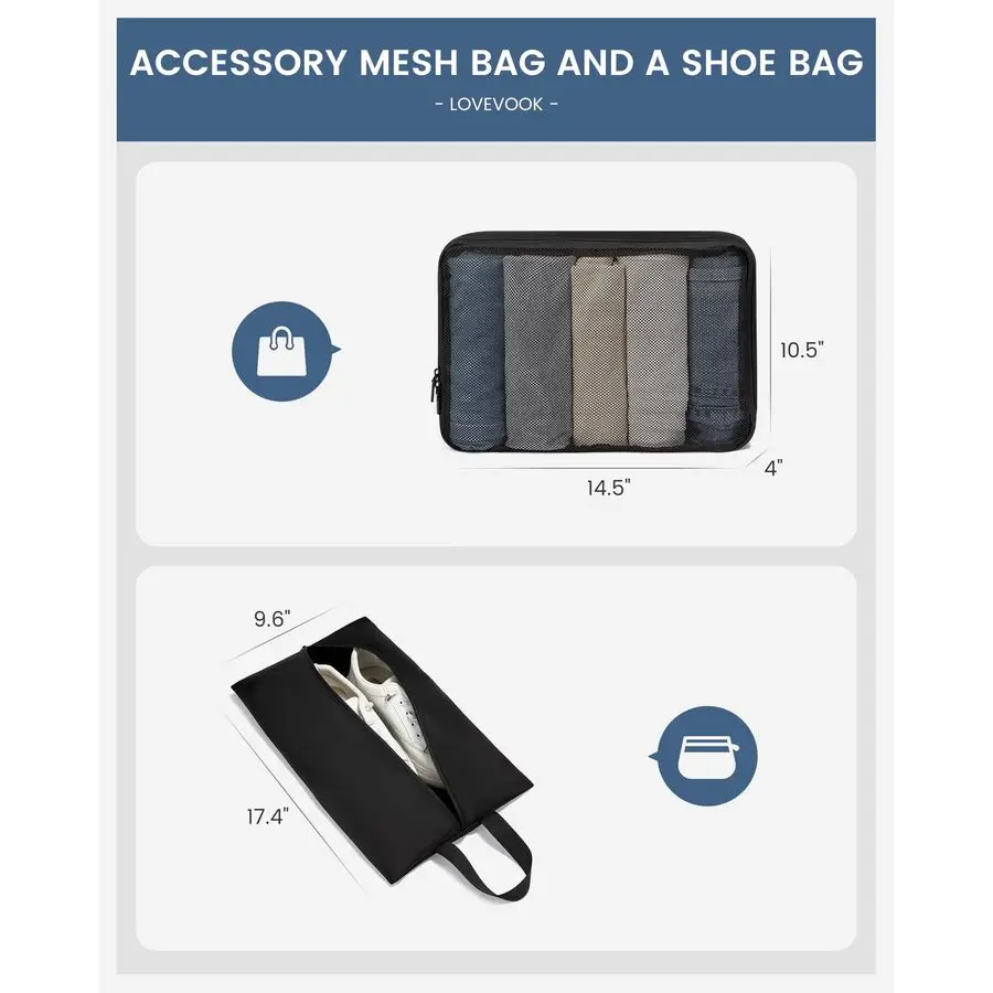 على الأمتعة 22 × 14 × 9 معتمدة من شركة الطيران، حقائب مقاس 22 بوصة مع عجلات دوارة، حقيبة حمل ناعمة مع قفل TSA للرجال والنساء #6