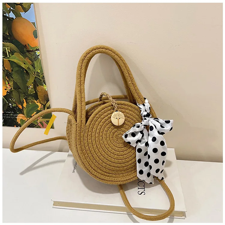 

Fashionable and simple shoulder bag solid color straw woven cross-body bag 2025 autumn new style niche weaving handbag