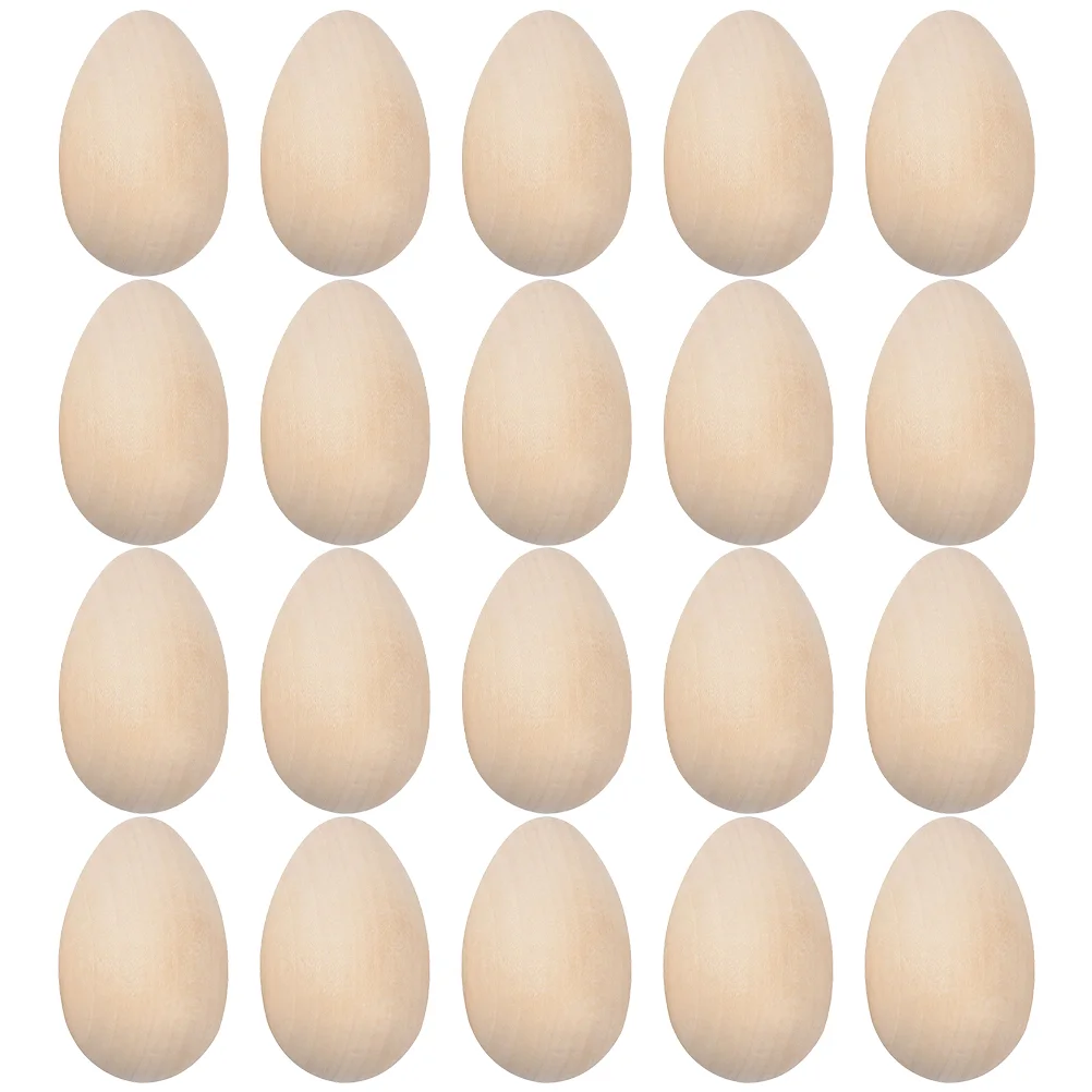 

20 Pcs Wooden Painted Toys Easter Photo Props Eggs Halloween Small Unfinished Decorations DIY Simulation Child