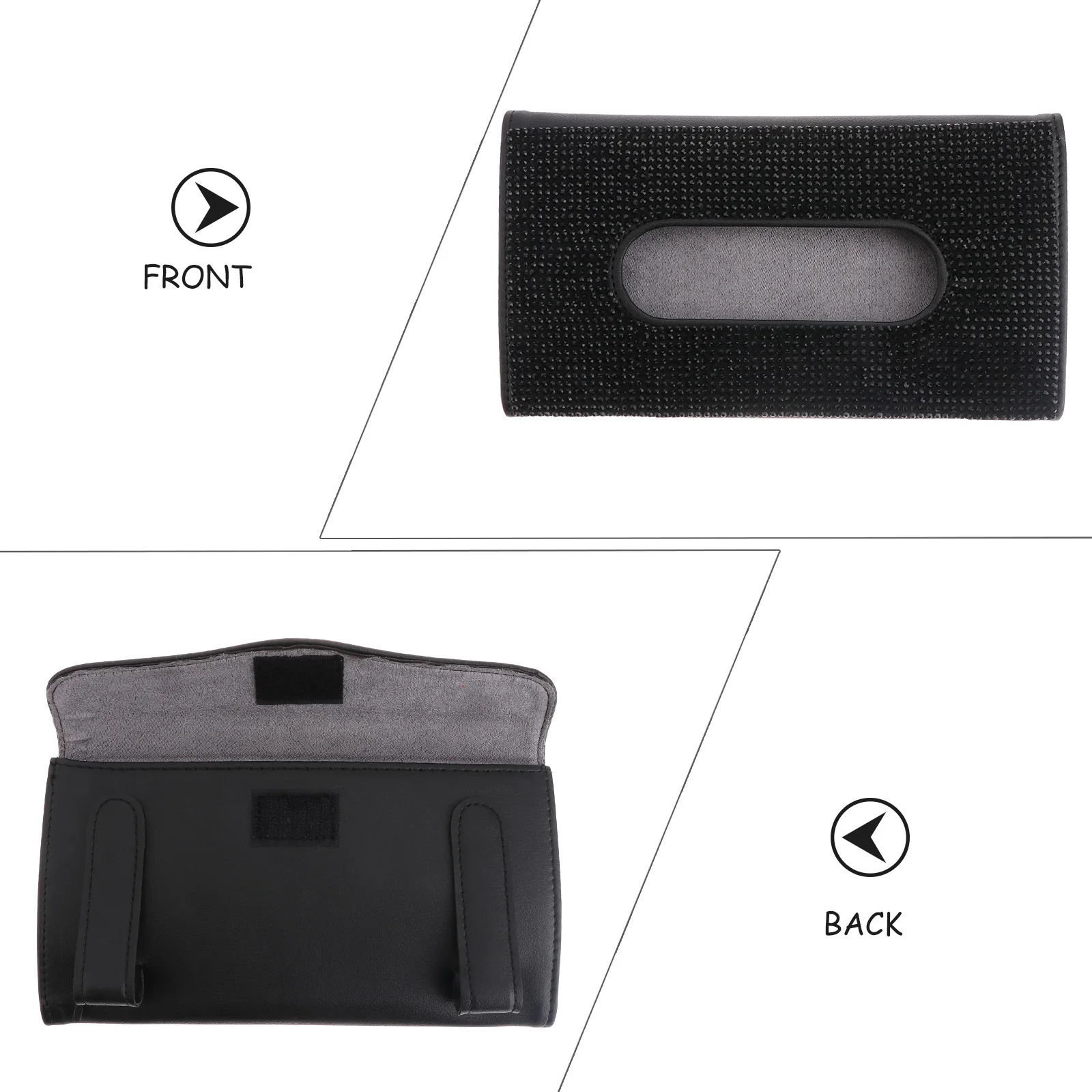 

Car Tissue Box PU Holder Sun Visor Napkin Storage Rhinestone Decor Tissues Masks ganize Vehicle Accessories Smooth