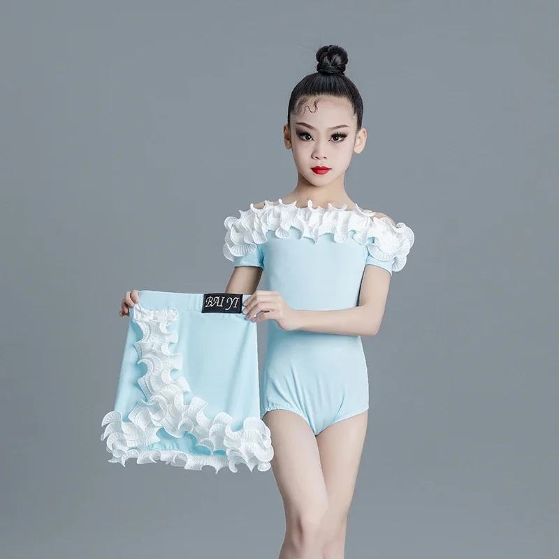 Tango Ballroom Salsa Dance Practice Clothes Girls Latin Dance Dress Girls Competition Performance Costume Dance Skirt Set