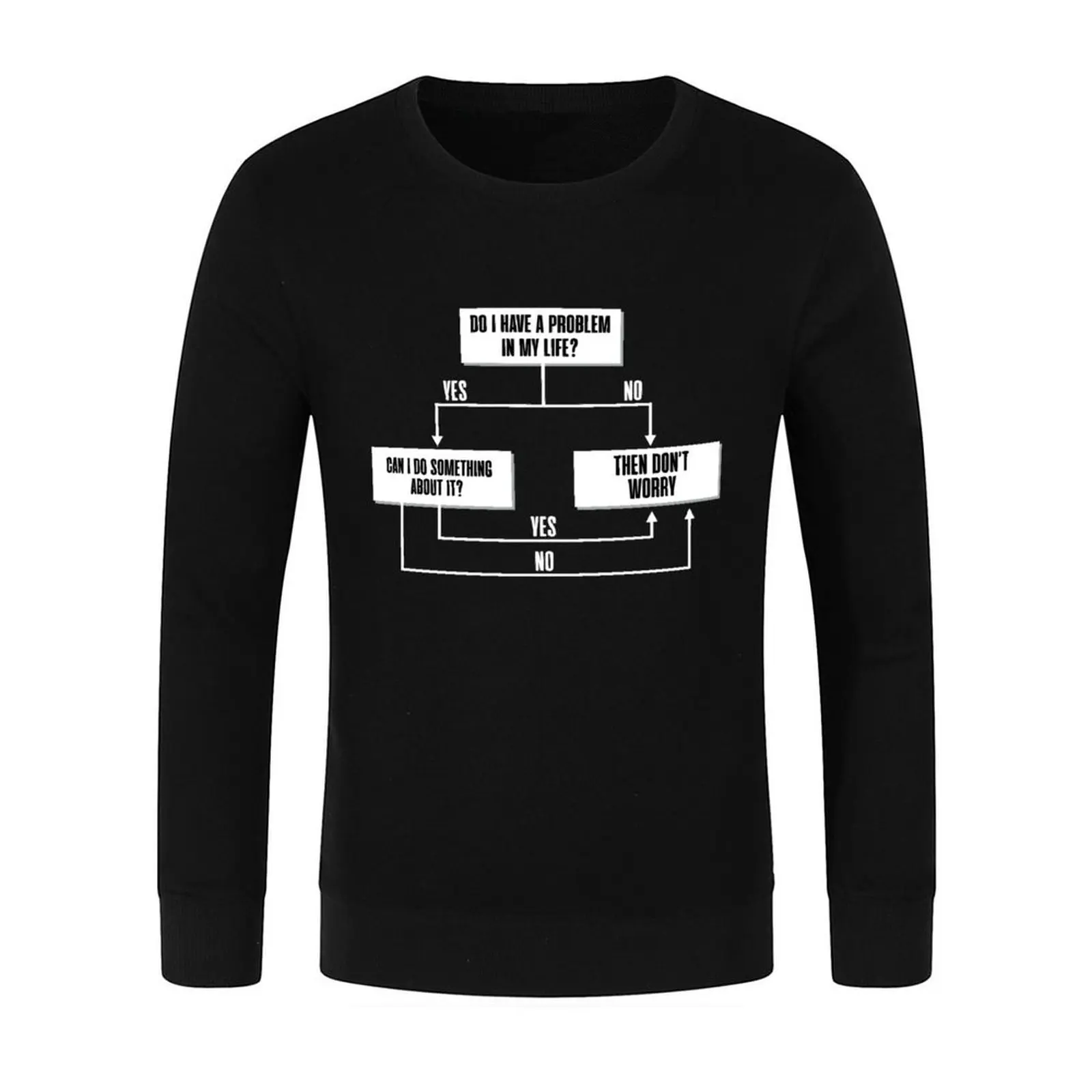 مخطط التدفق الرواقي - لا تقلق بلوفر ملابس شتوية للرجال قميص عرق ملابس أنيمي ملابس الخريف الكورية البلوز