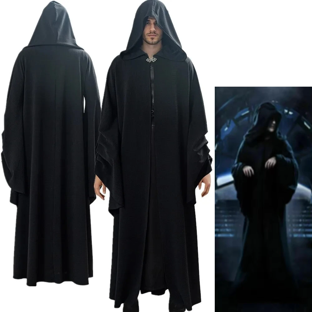 Disfraz de Darth Sidious para Cosplay, Túnica Larga Negra con Capucha, Disfraz de Halloween y Carnaval, Túnica del Emperador Sheev Palpatine