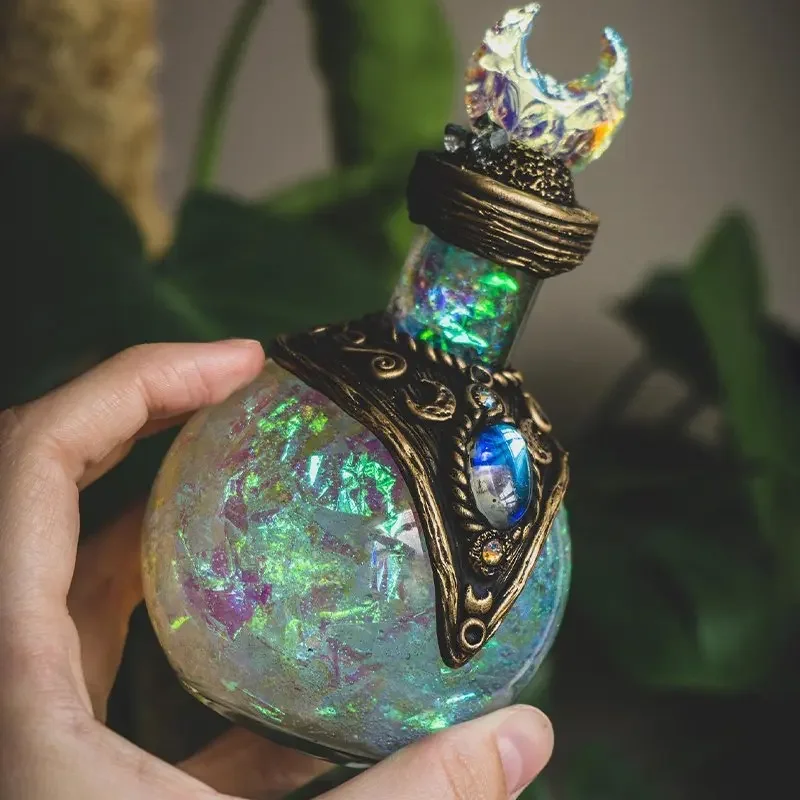 Creative Moon Magic Potion Bottle Mermaid Aura Desktop Ornament Elves Treasure Antidote Bottle Sample Vial Office Home Decor