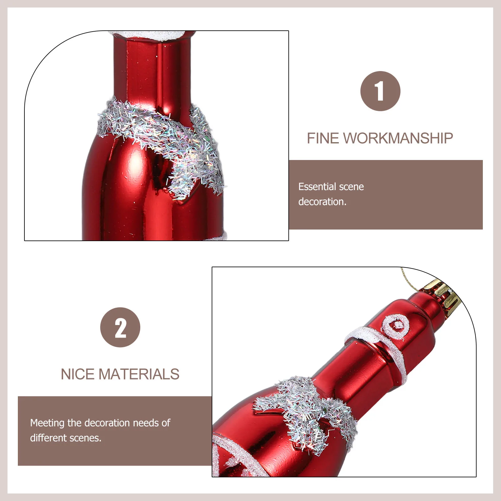 

4pcs Christmas Tree Hanging Ornaments Wine Bottle Shaped Plastic Decorative Pendants For Holiday Party Xmas Tree Decorations
